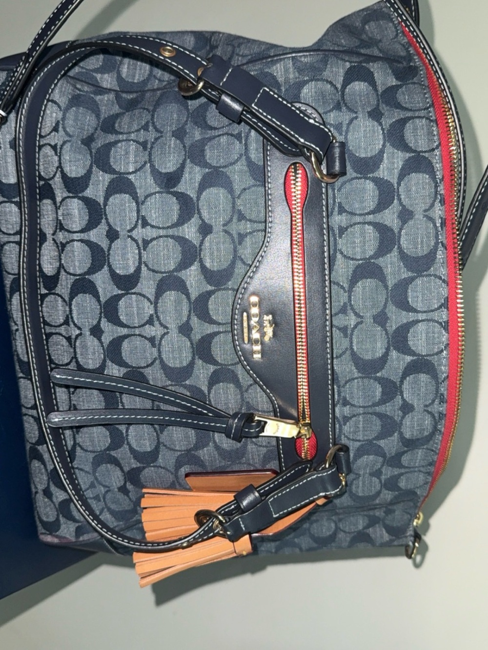 Coach Kleo Carryall Tote Bag In Signature Chambray/ leather No. M2178-C8164